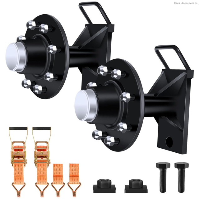 Paquete de 2 ruedas para contenedor de envío, kit de ruedas de 8 lengüetas, eje para contenedor de envío resistente con mango en forma de U