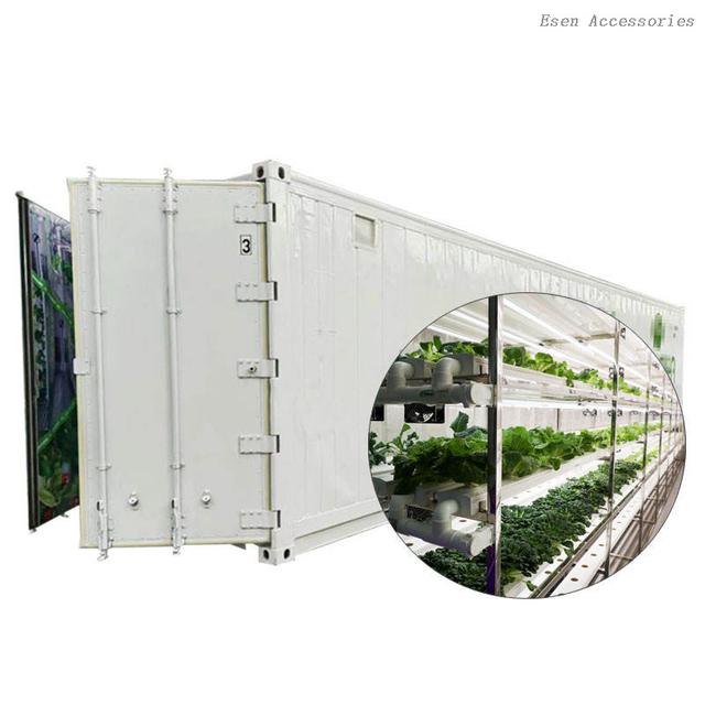 Contenedor de envío de vegetales hidropónicos, sistema de cultivo interior Vertical para granja, invernadero de contenedores
