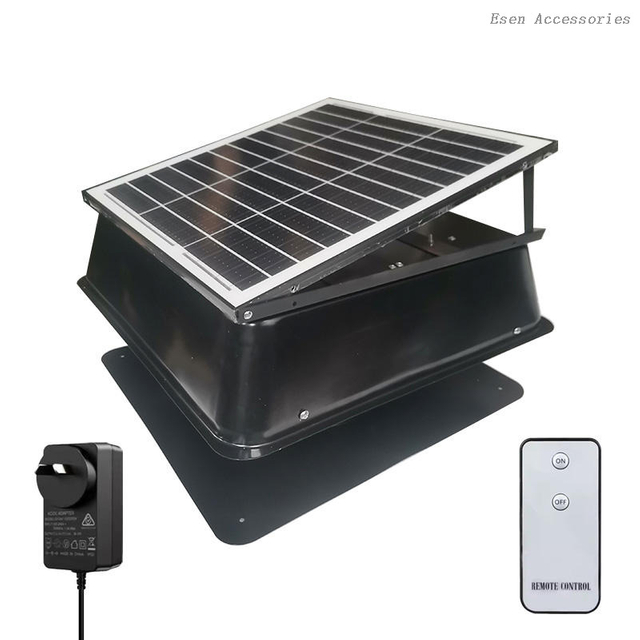 Eficiencia silenciosa, Motor de CC de 40W, ventilador de escape de ventilación de techo Solar de 14 pulgadas para ventilación de garaje, almacén, ático, coche RV